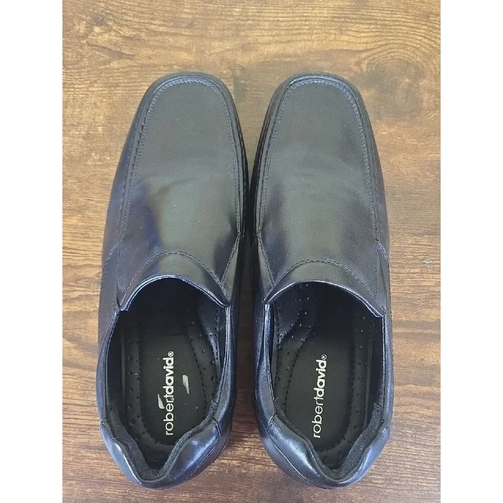 Robert David Lil' Tim Black Slip-On Dress Shoes, Size 5w